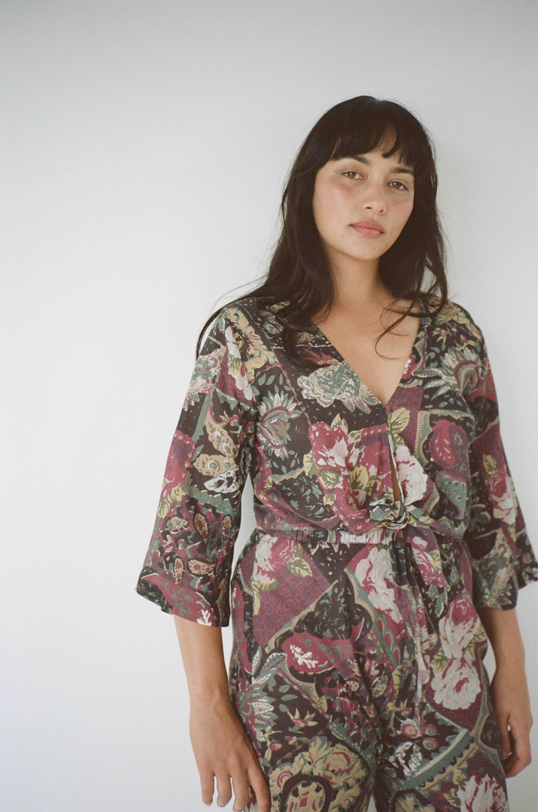 Reverse Wrap Top in Floral