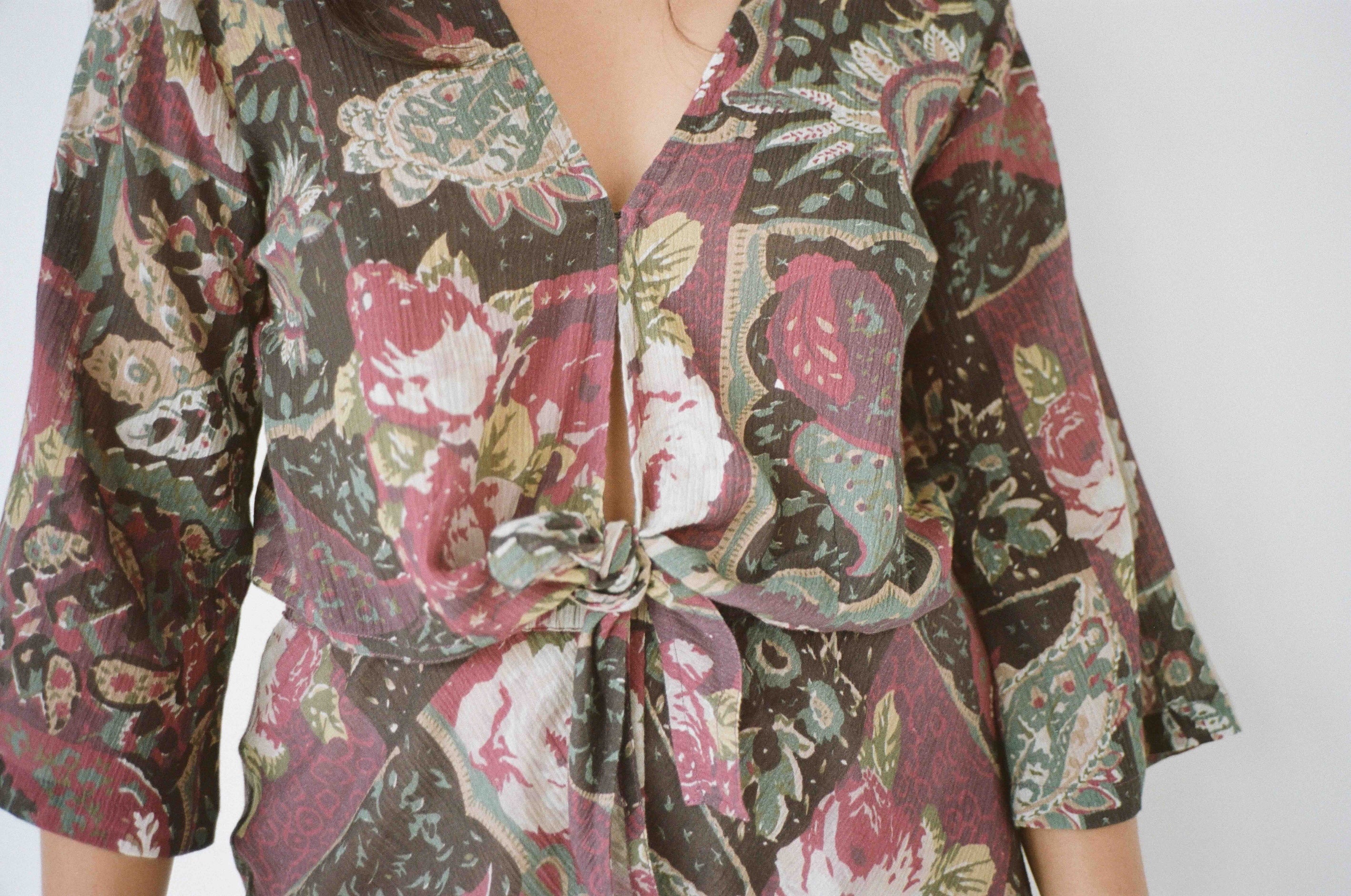 Reverse Wrap Top in Floral