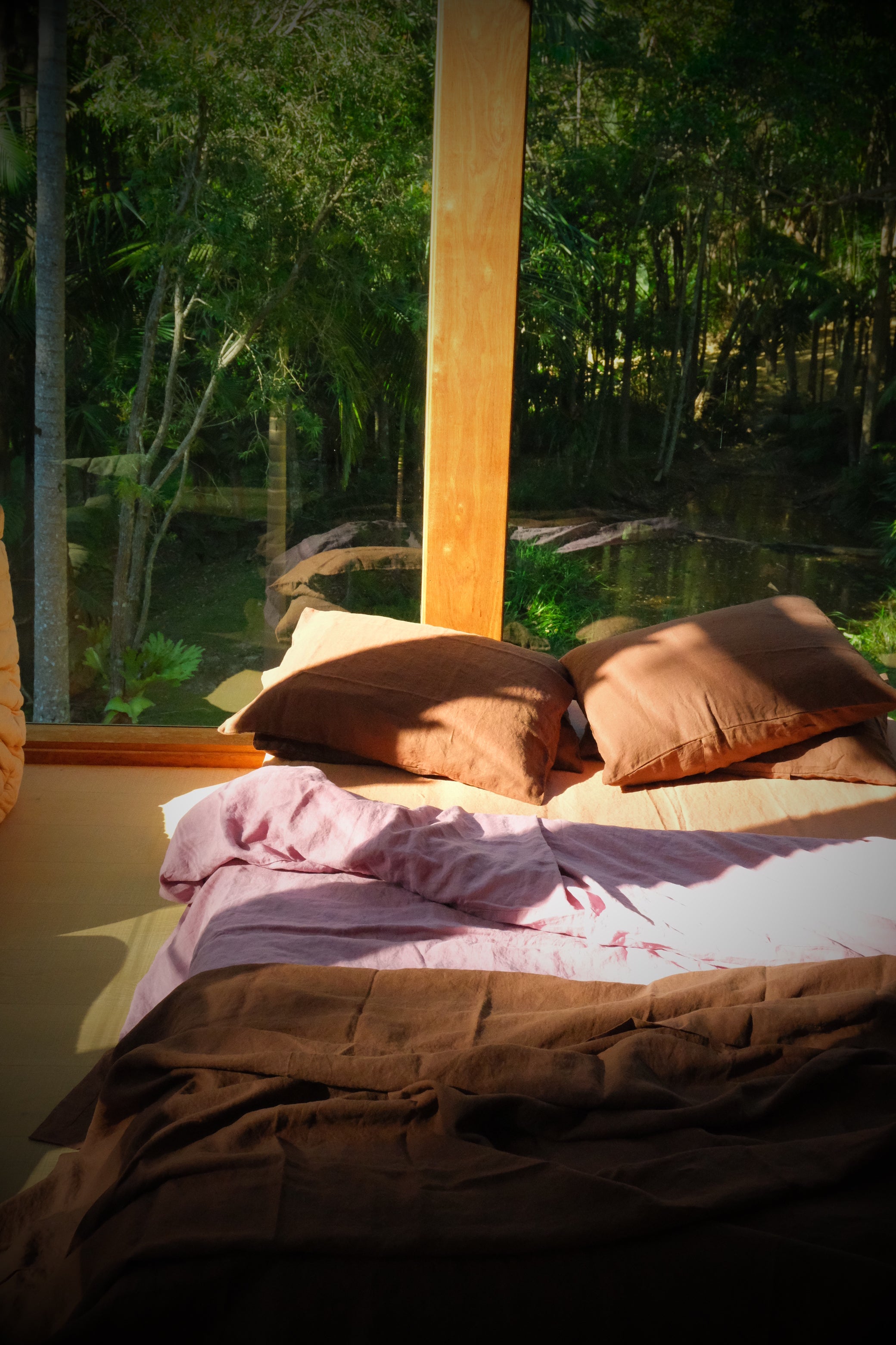 bed cover/ flat sheet . tobacco