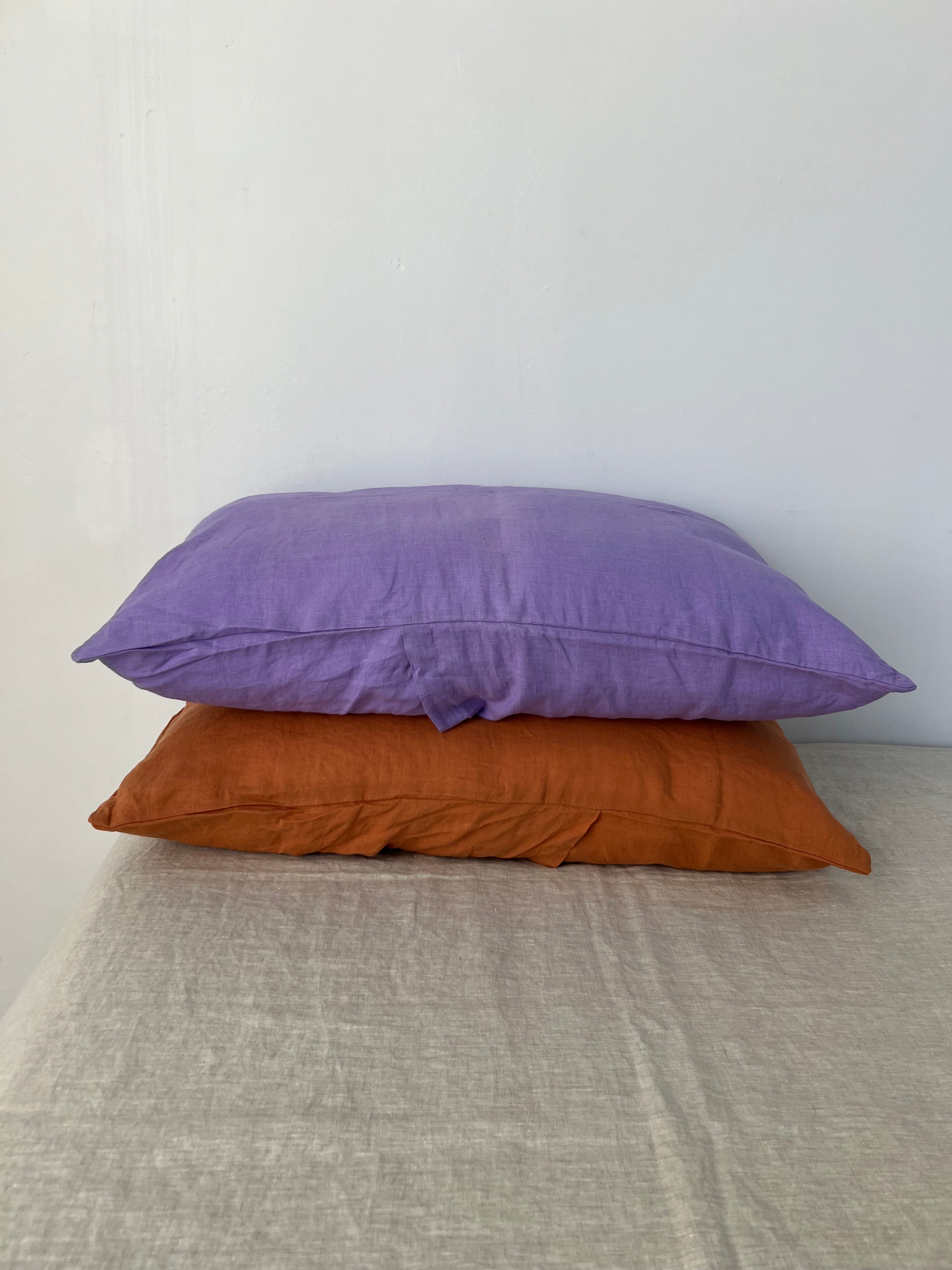 mixed pillowslip set . caramel & lavender linen