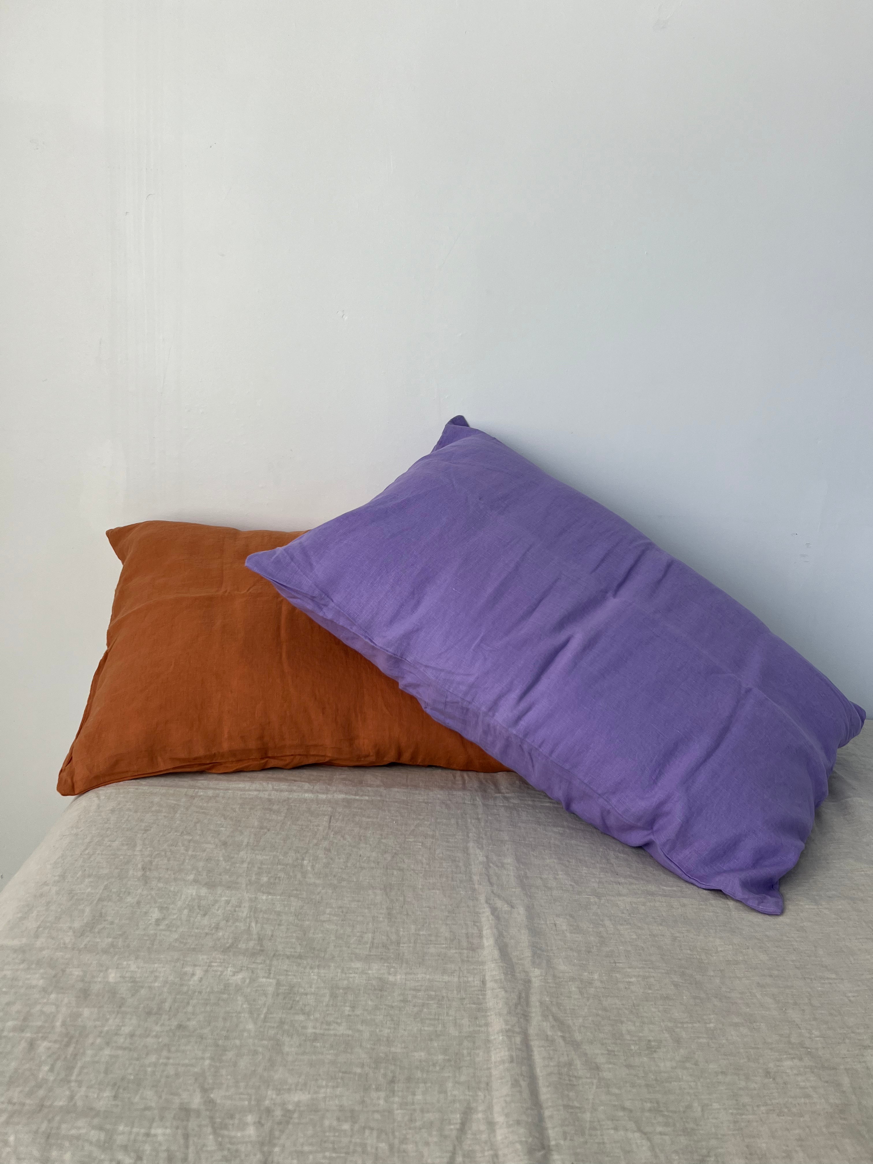 mixed pillowslip set . caramel & lavender linen