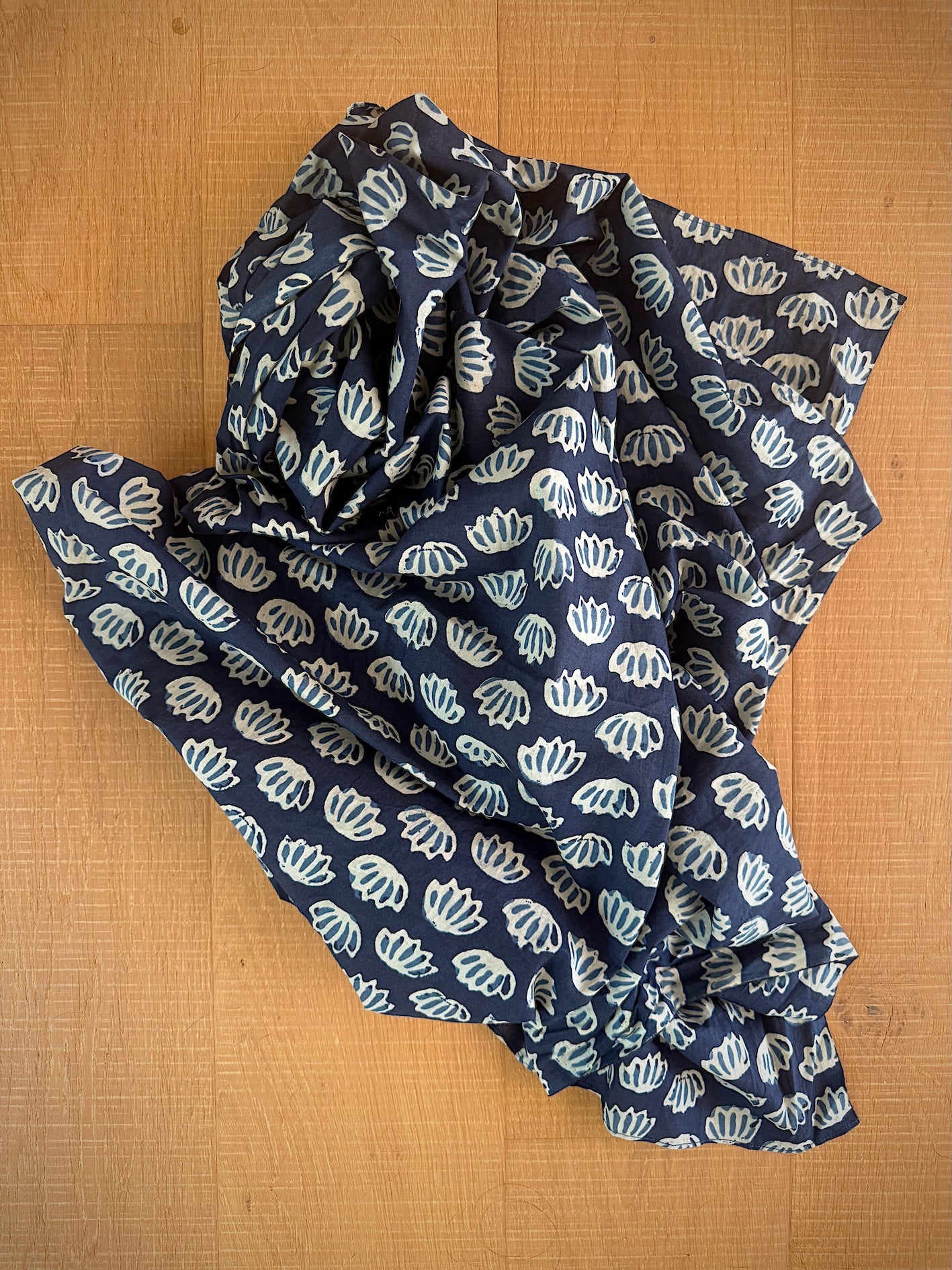 Sarong. Indigo Batik Lotus