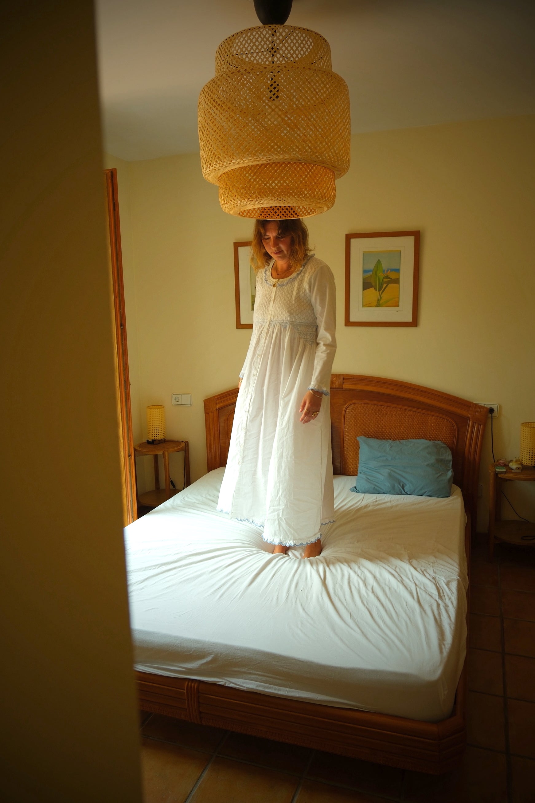 Juliette Dress White / Blue