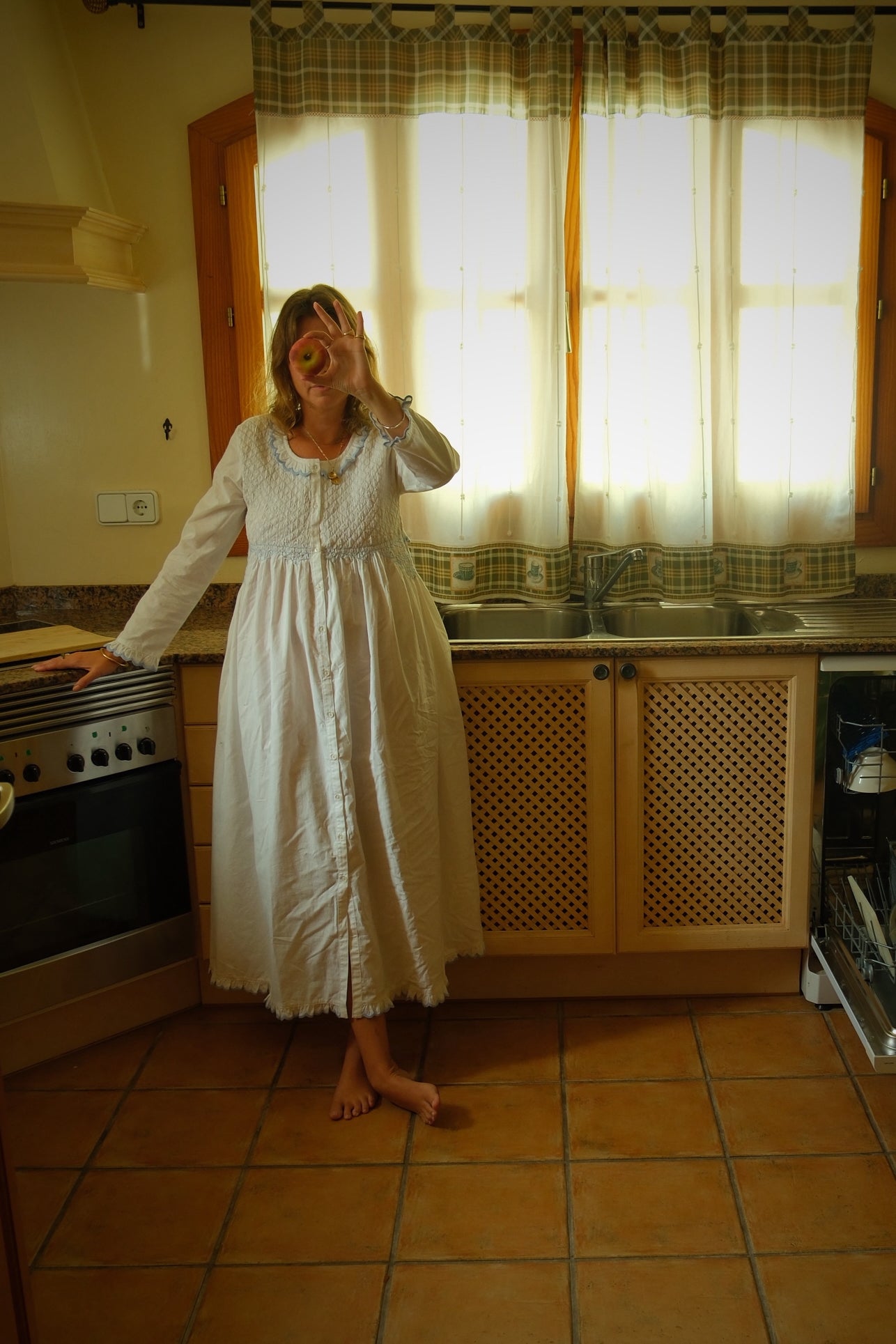 Juliette Dress White / Blue