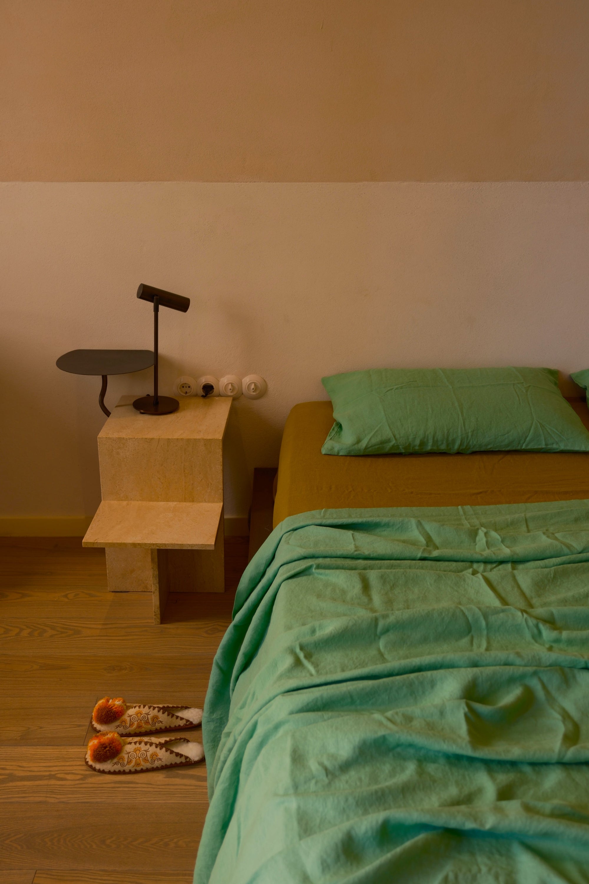 bed cover/ flat sheet . wasabi linen