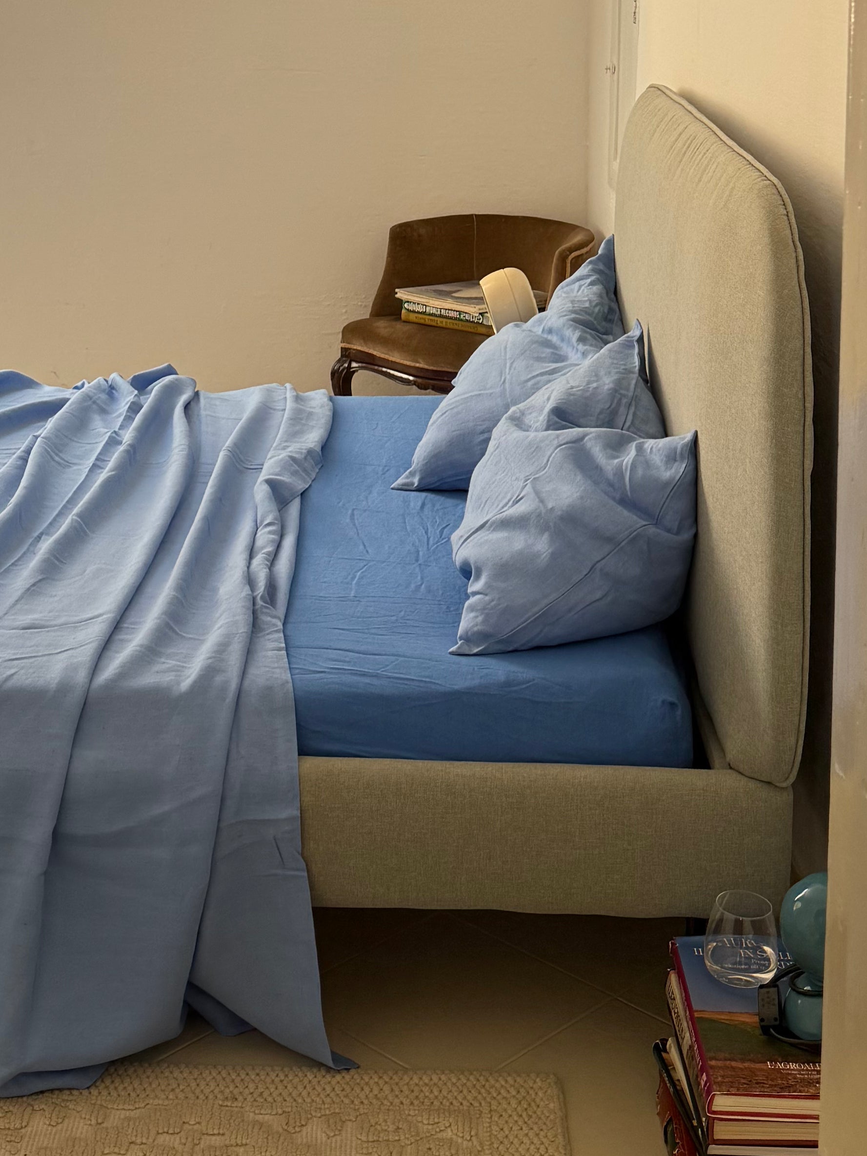 pillowslip set . cornflower linen