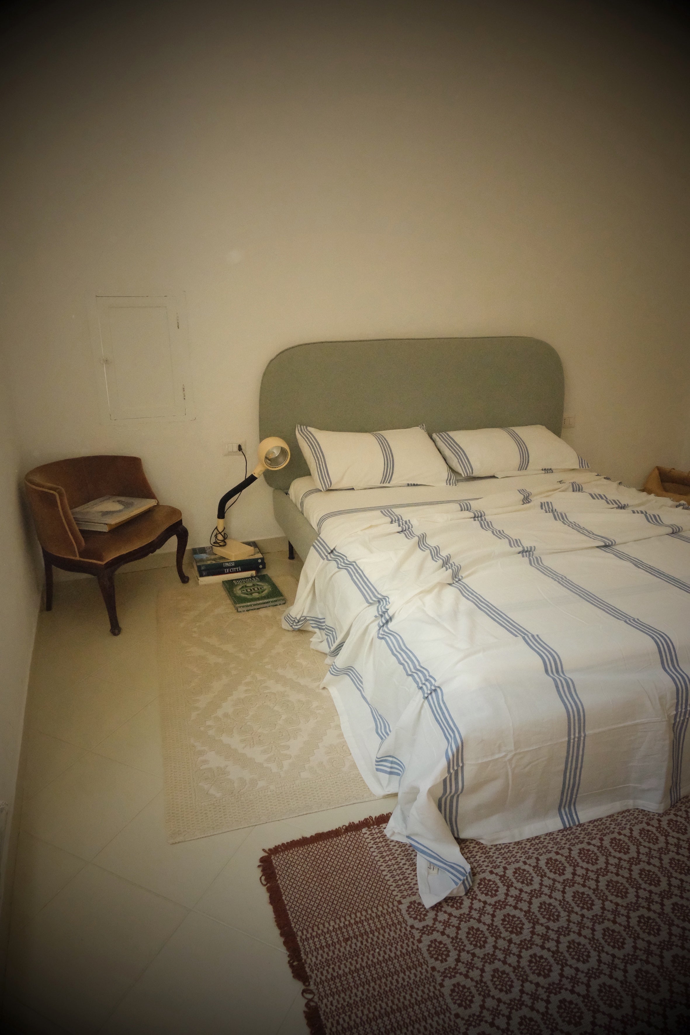 bed cover/ flat sheet . ecru sea cotton weave