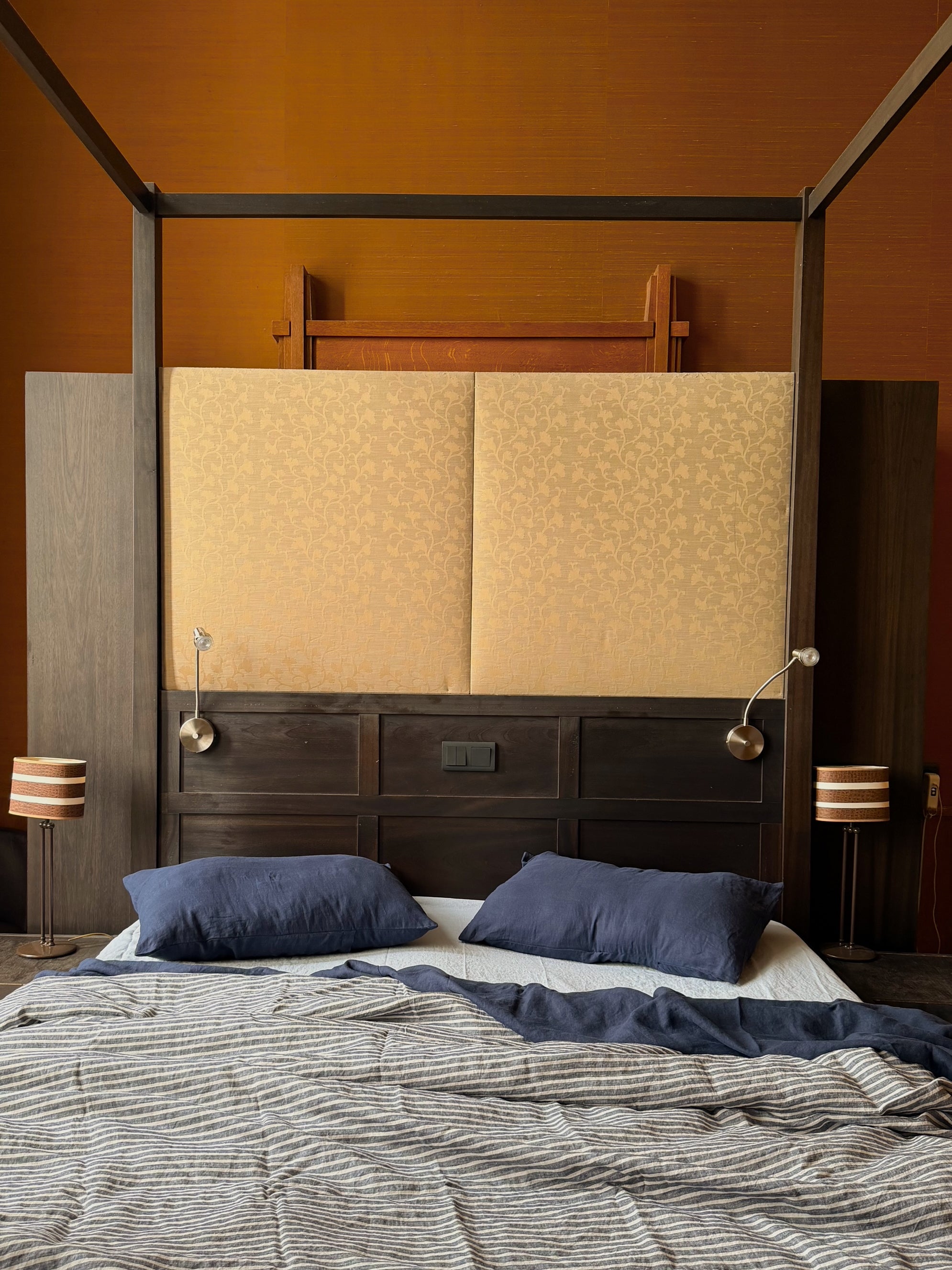 pillowslip set .deep navy linen