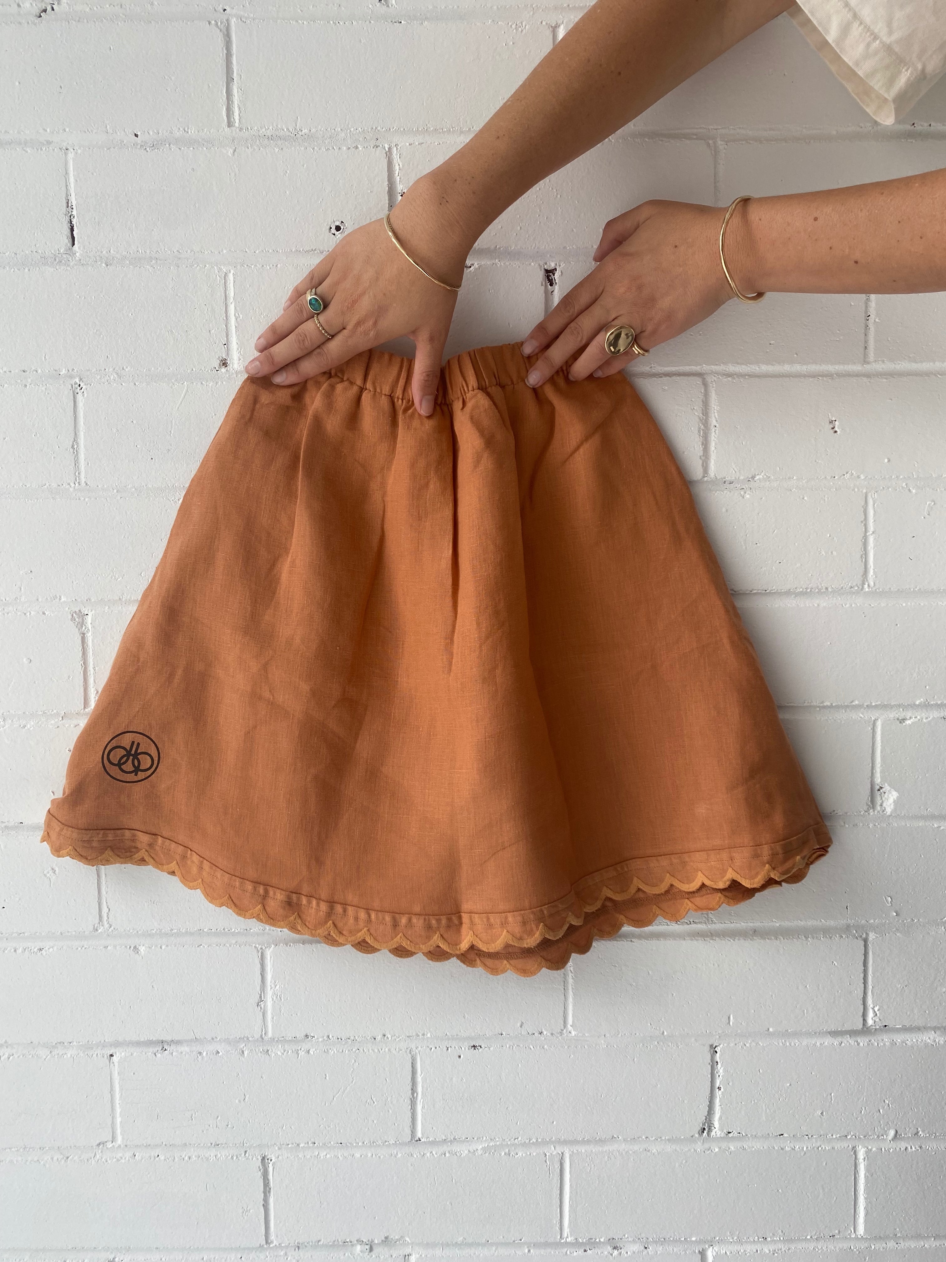 kids lace skirt . caramel