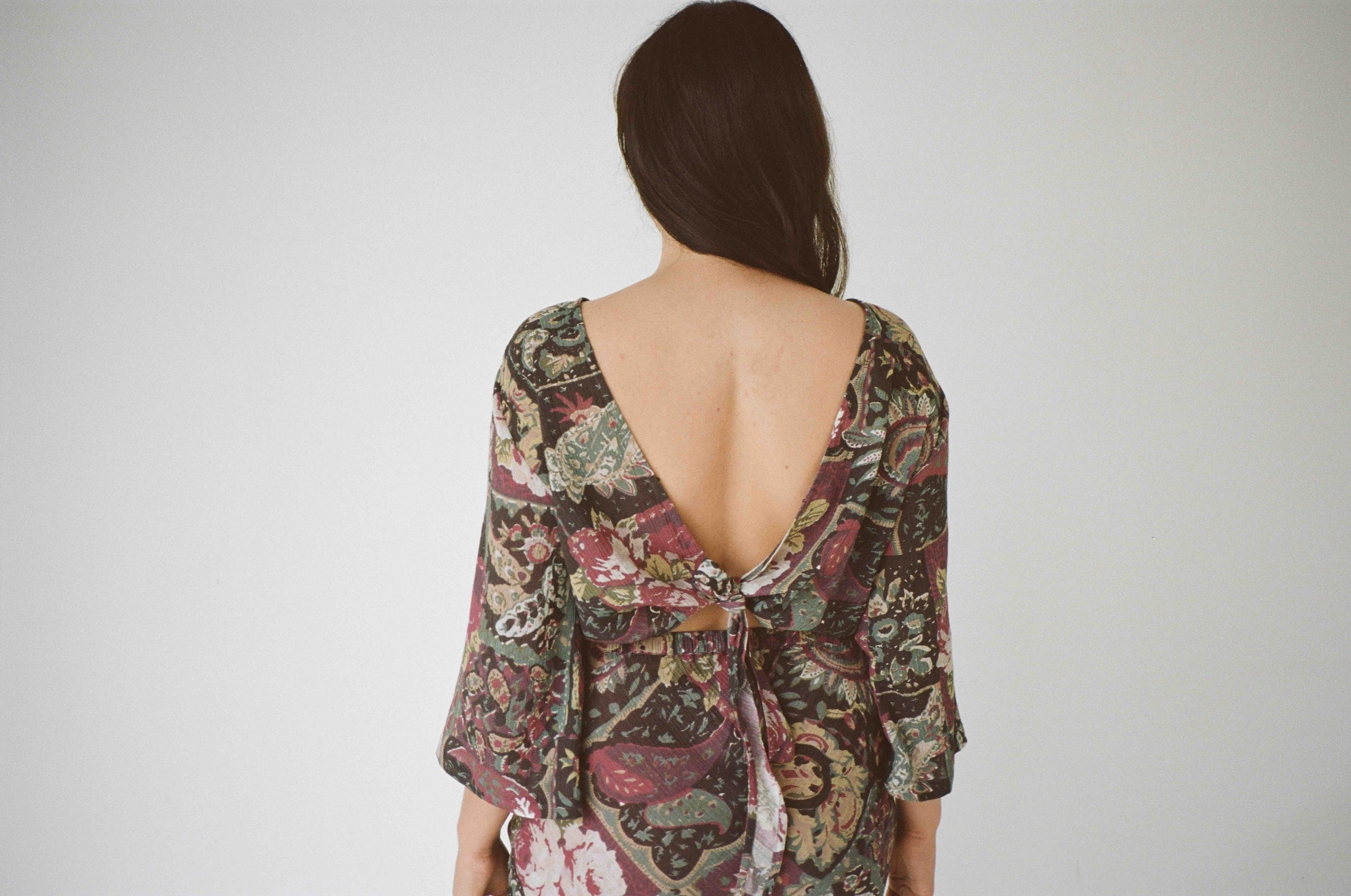 Reverse Wrap Top  in Floral