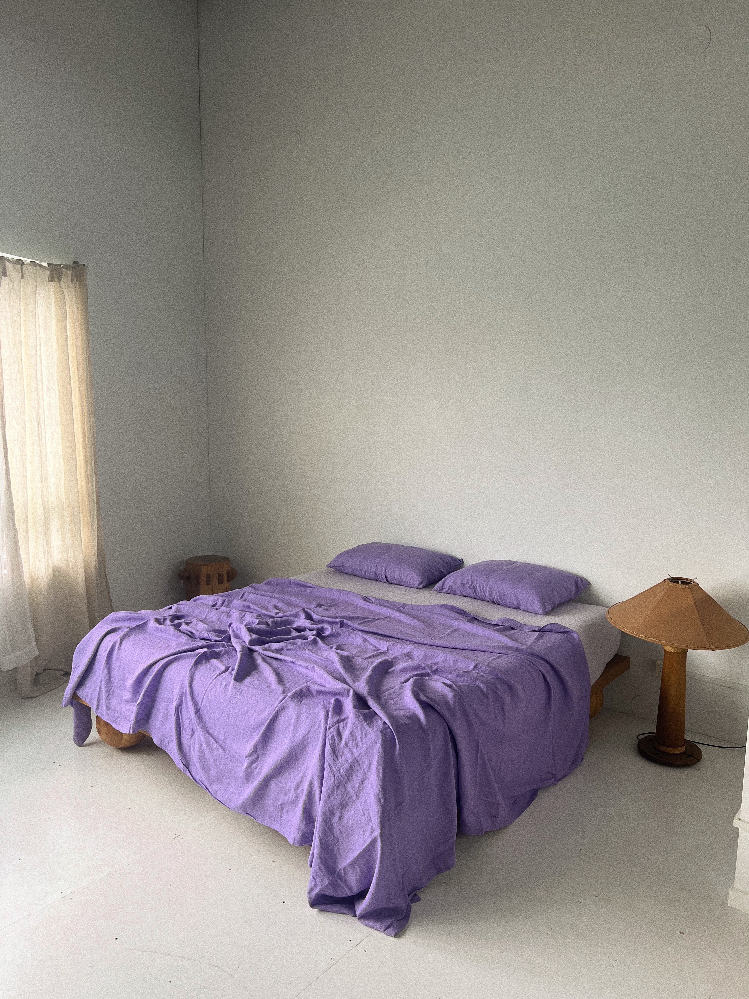 bed cover sheet . lavender linen