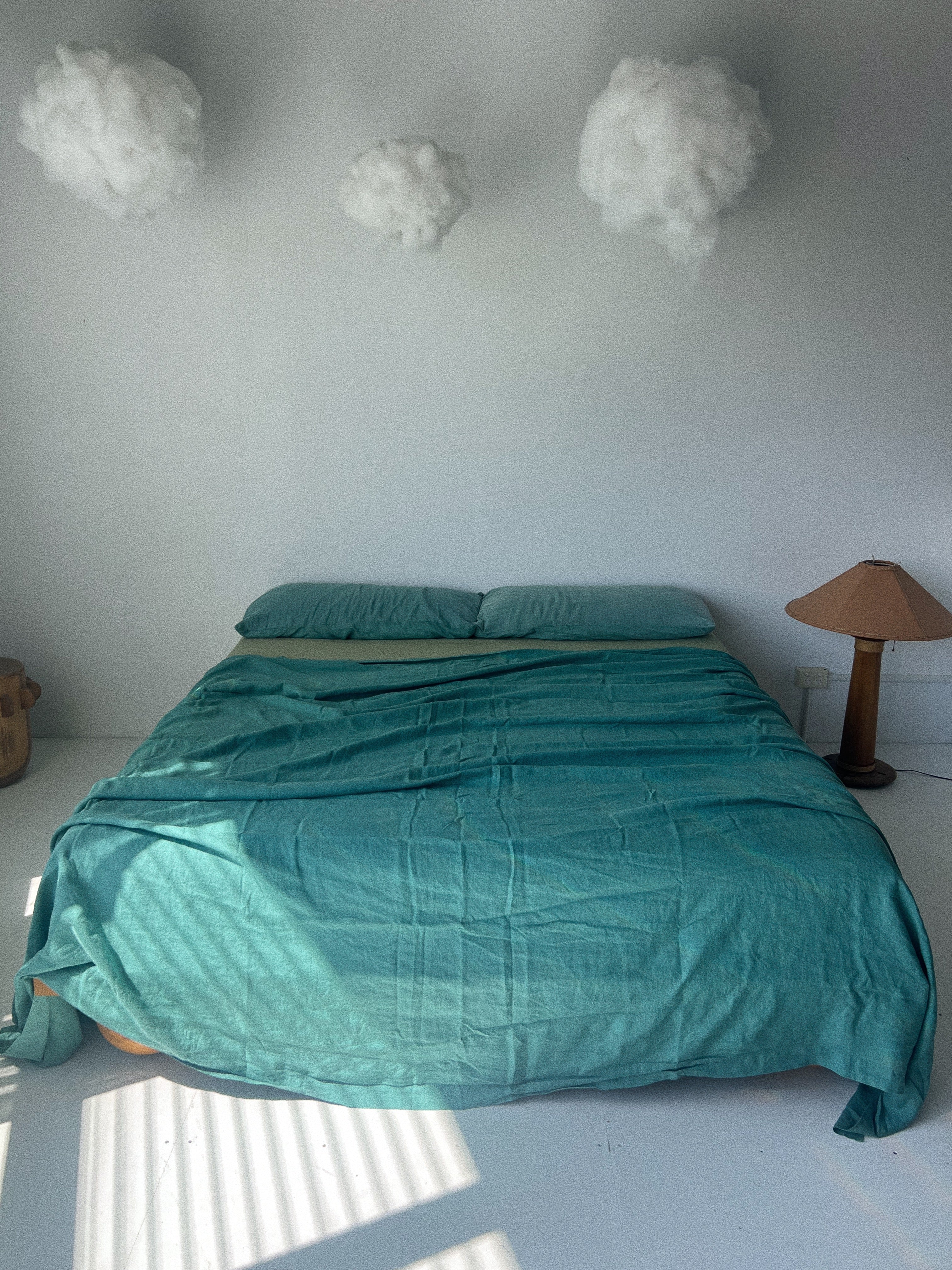 bed cover sheet . teal . dba ready dyed linen