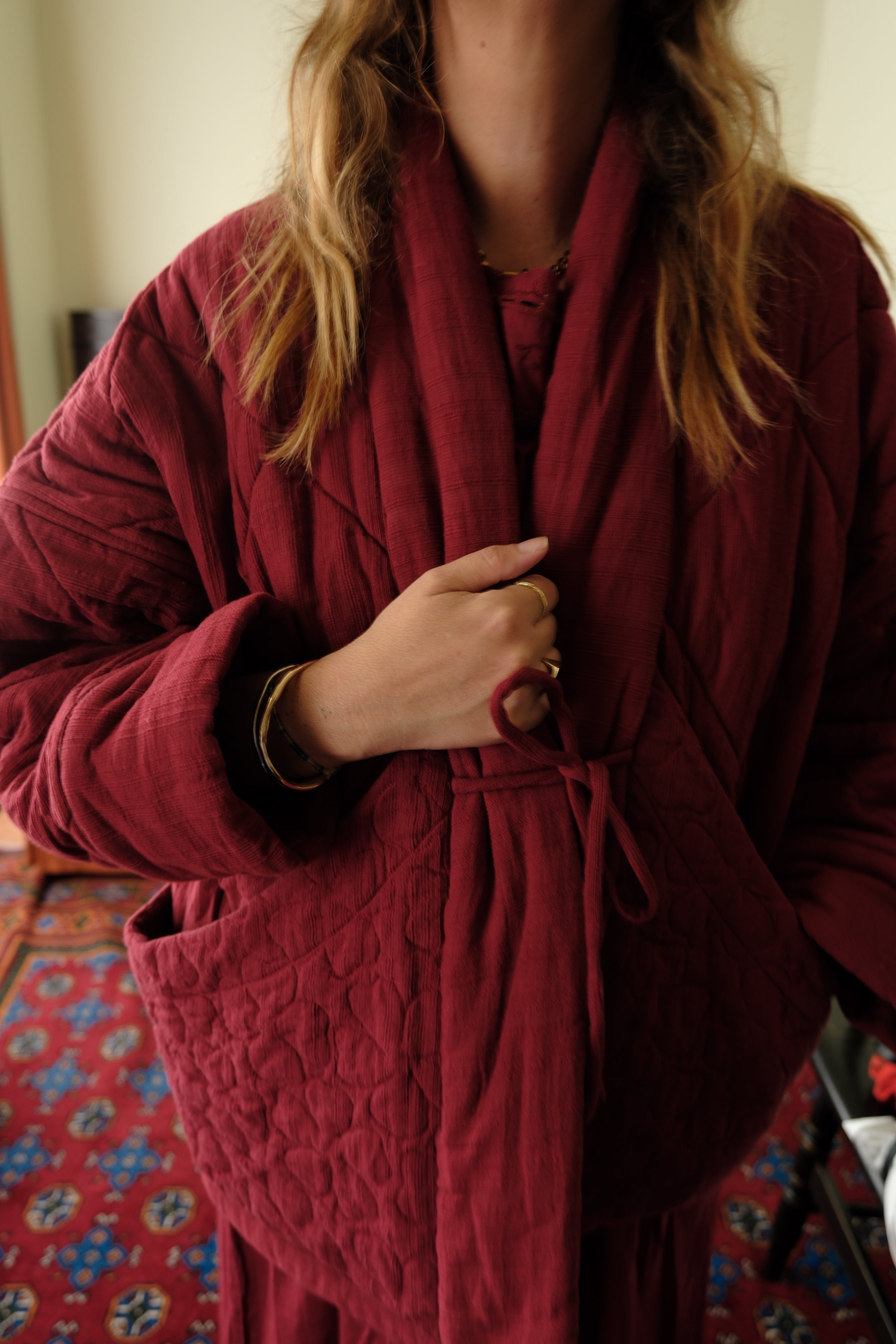 Duvet Quilted Jacket . Merlot