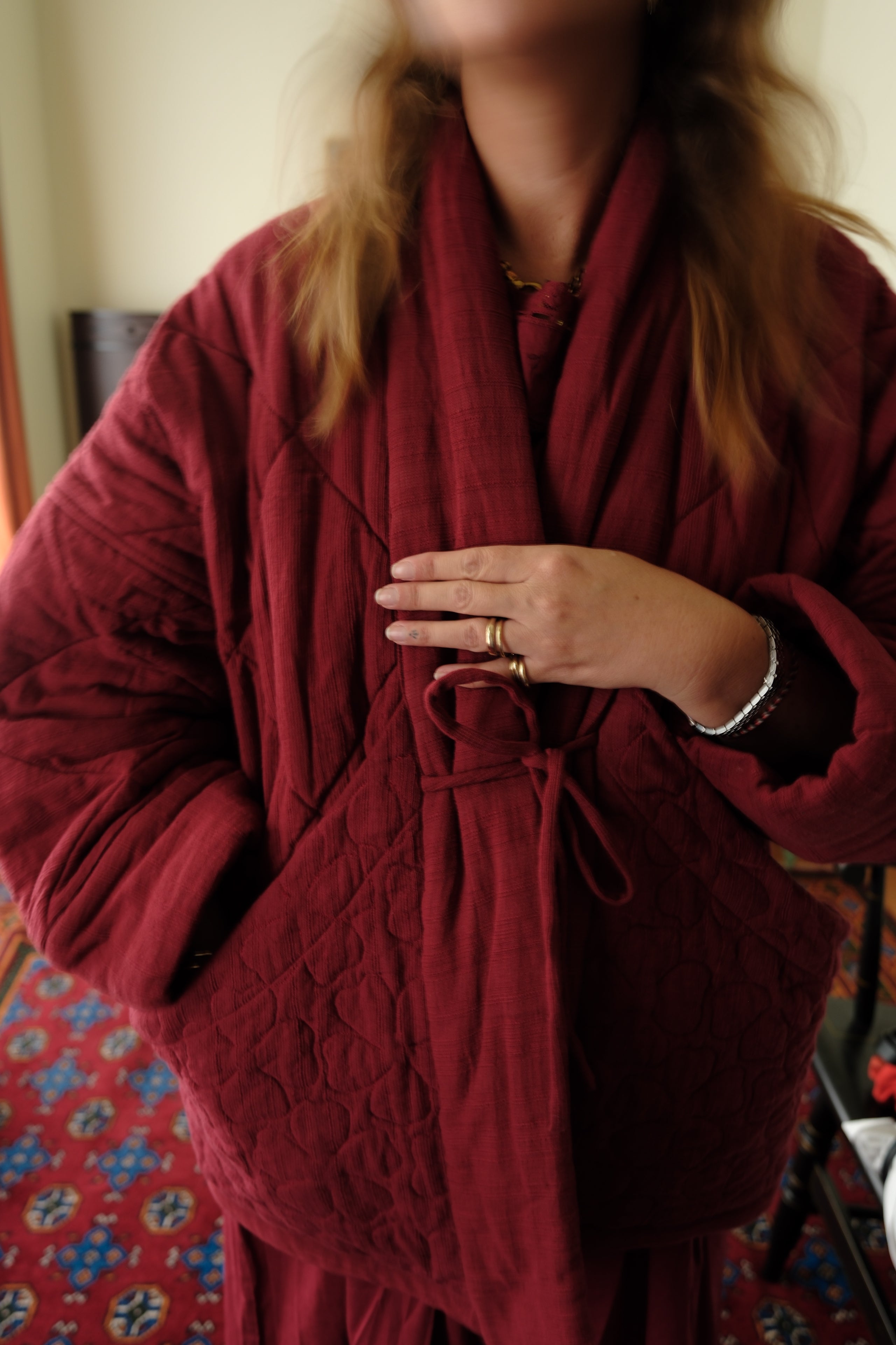 Duvet Quilted Jacket . Merlot