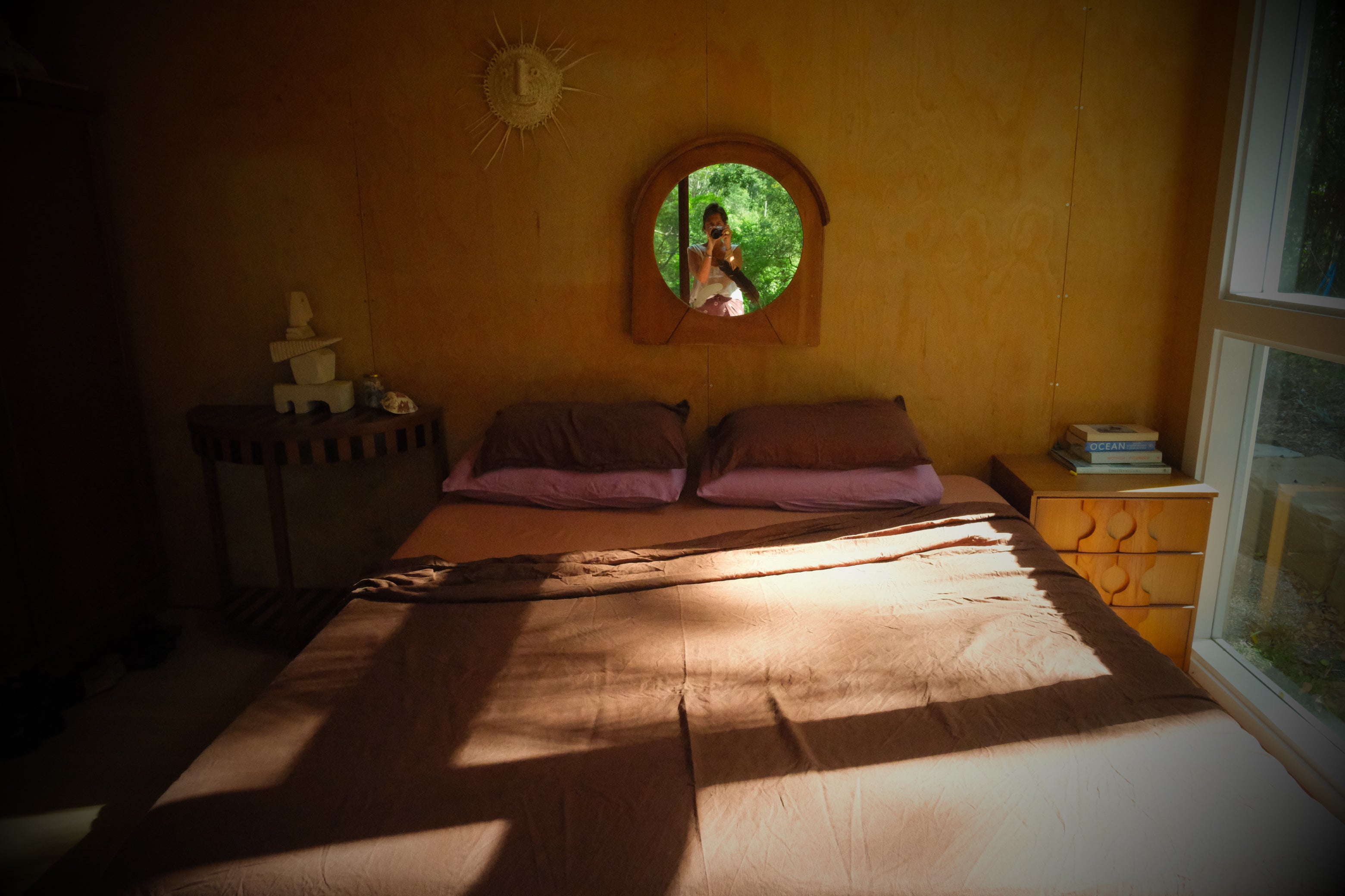 bed cover/ flat sheet . tobacco