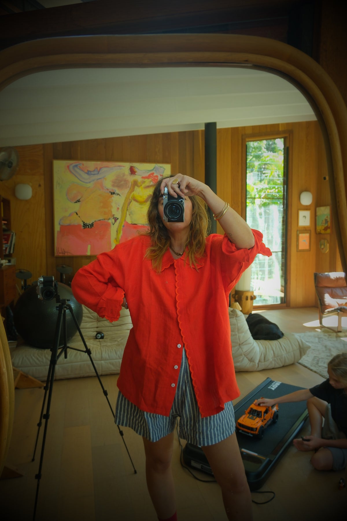 Big Frill Shirt. Red