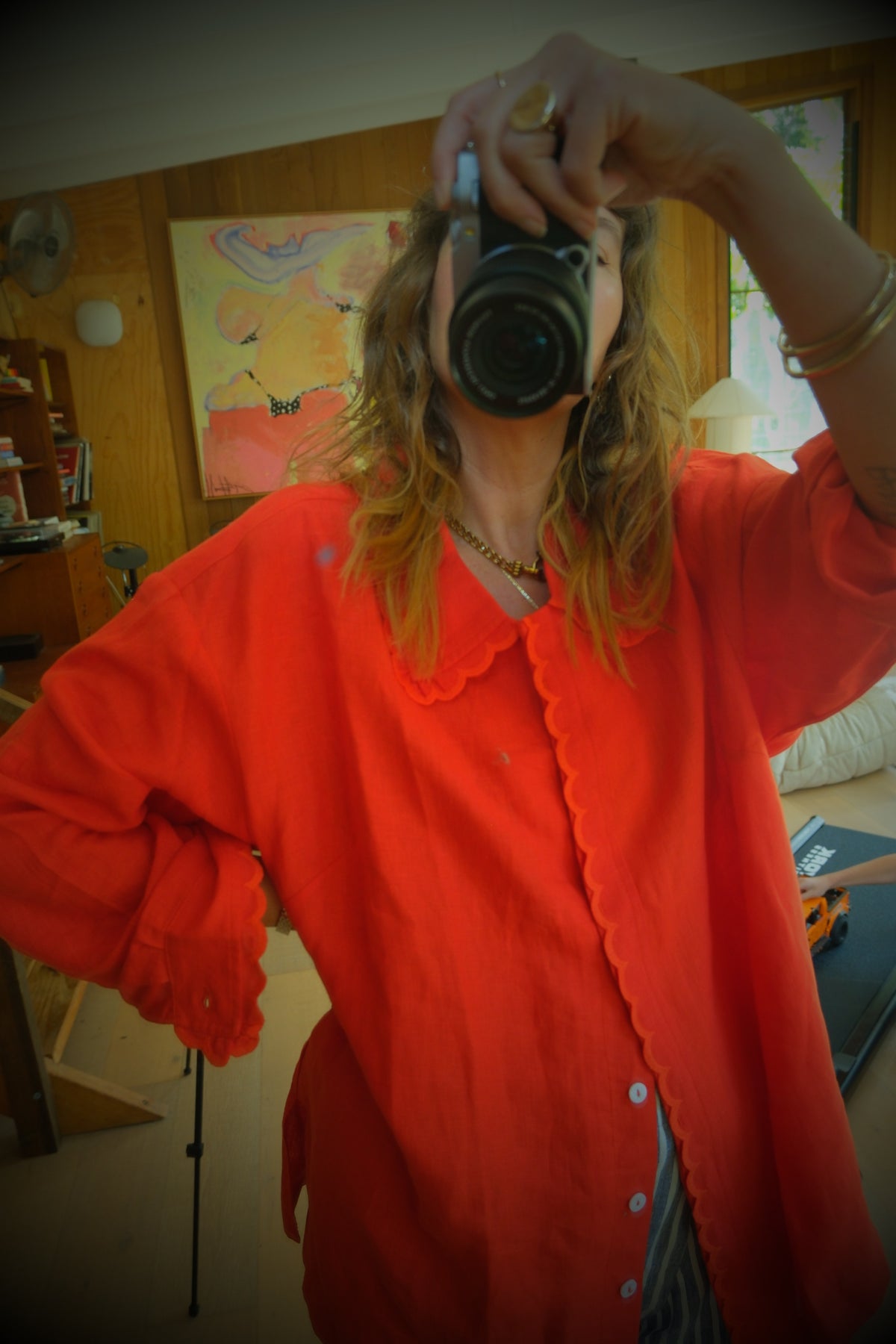 Big Frill Shirt. Red