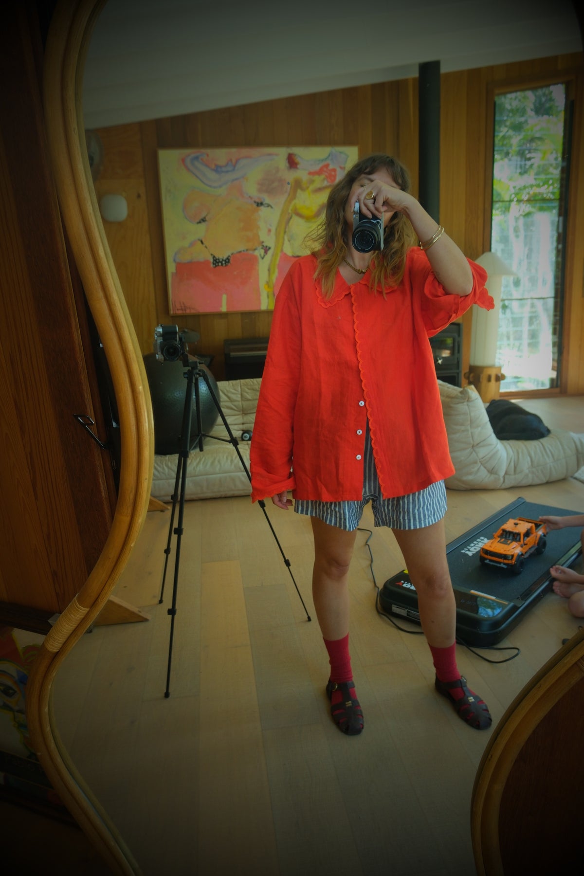 Big Frill Shirt. Red