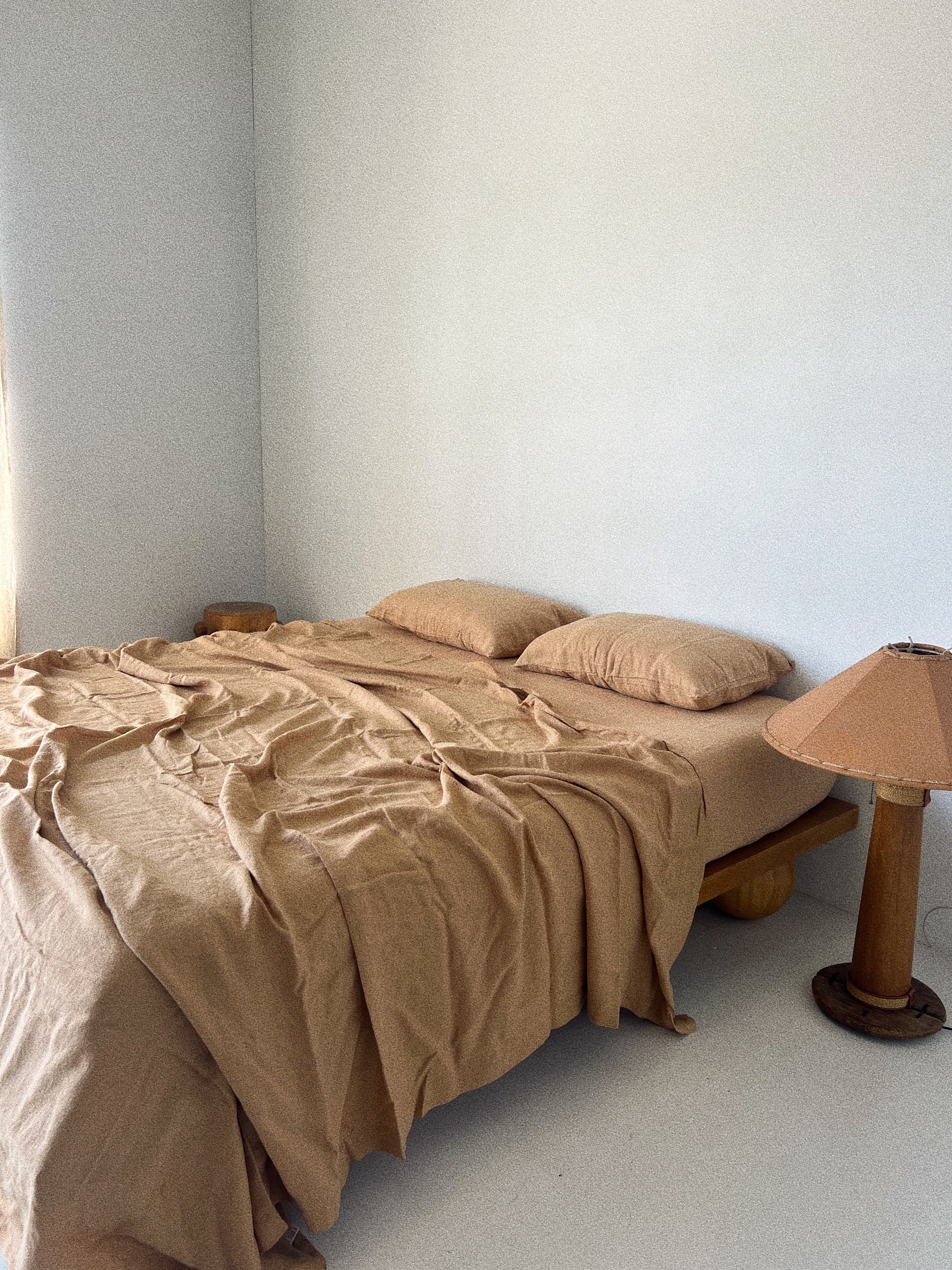 bed cover sheet . hazelnut linen
