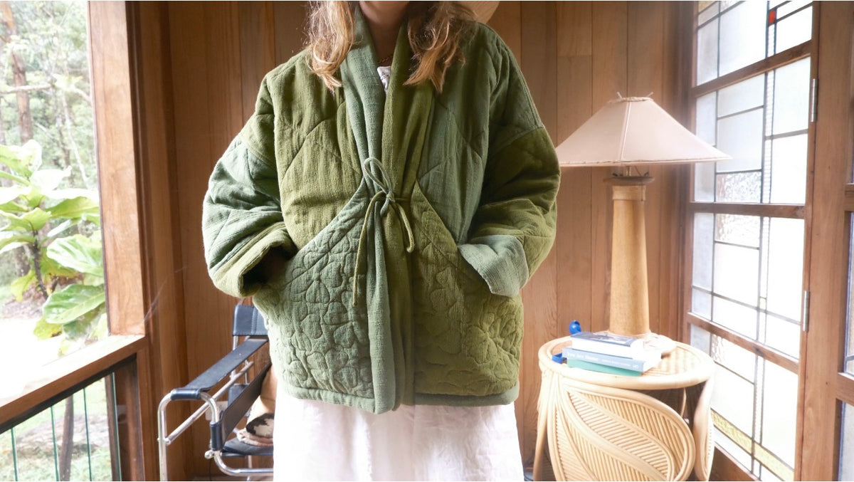 Duvet Quilted Jacket . Patchwork Greens