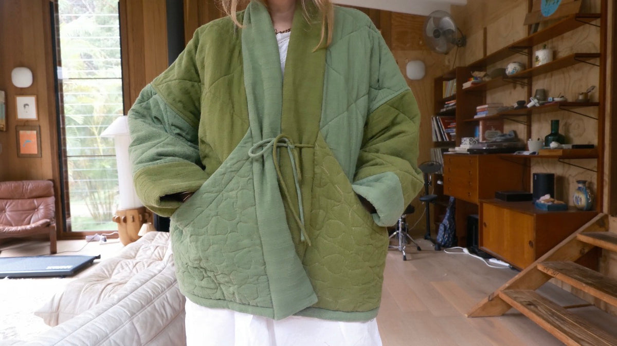 Duvet Quilted Jacket . Patchwork Greens