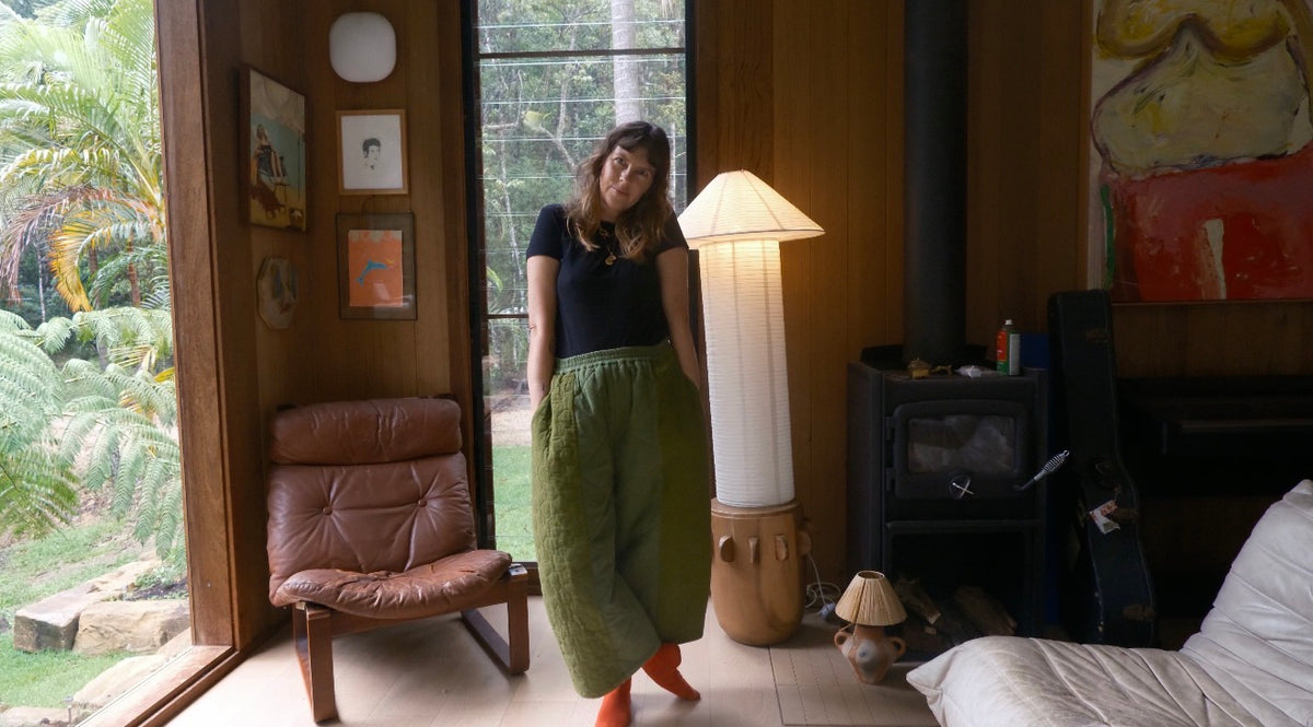 Duvet Quilted Pant . Patchwork Greens