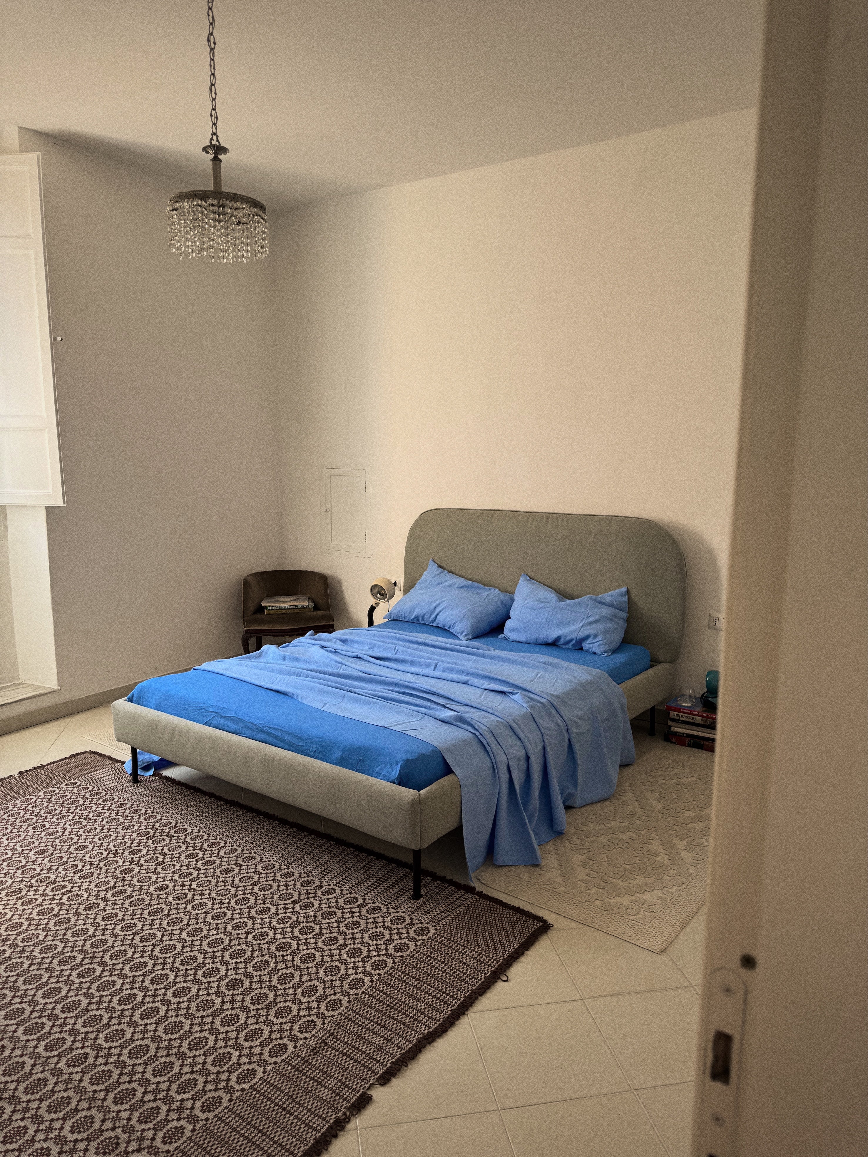 bed cover/ flat sheet . cornflower