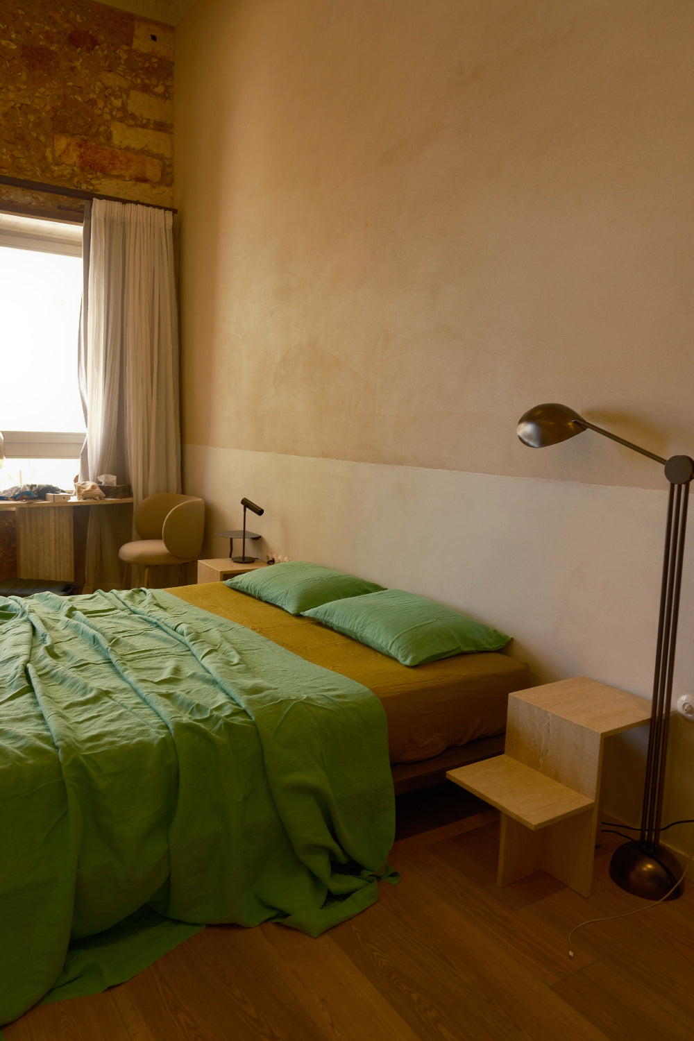 bed cover/ flat sheet . wasabi linen