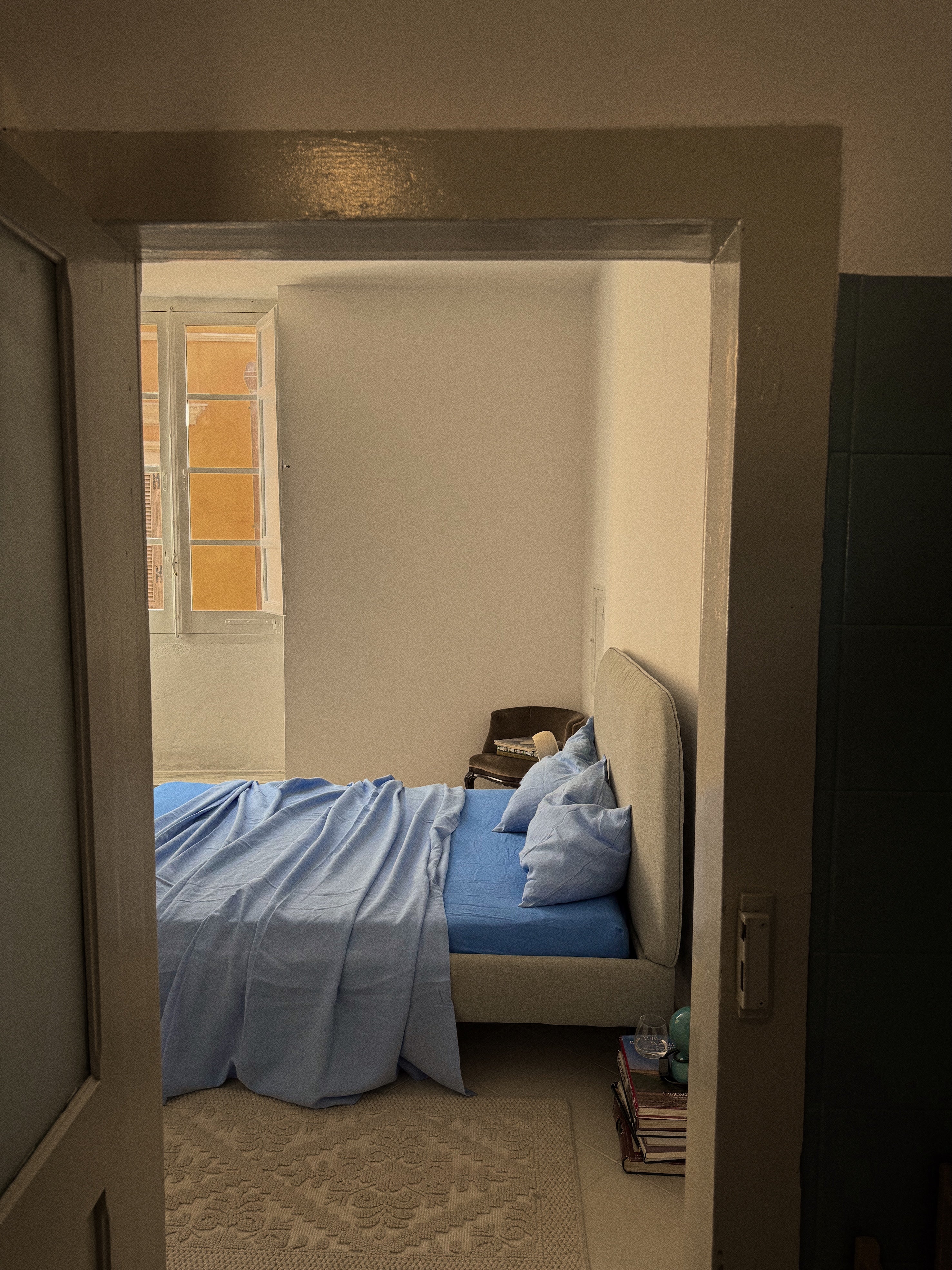 bed cover/ flat sheet . cornflower