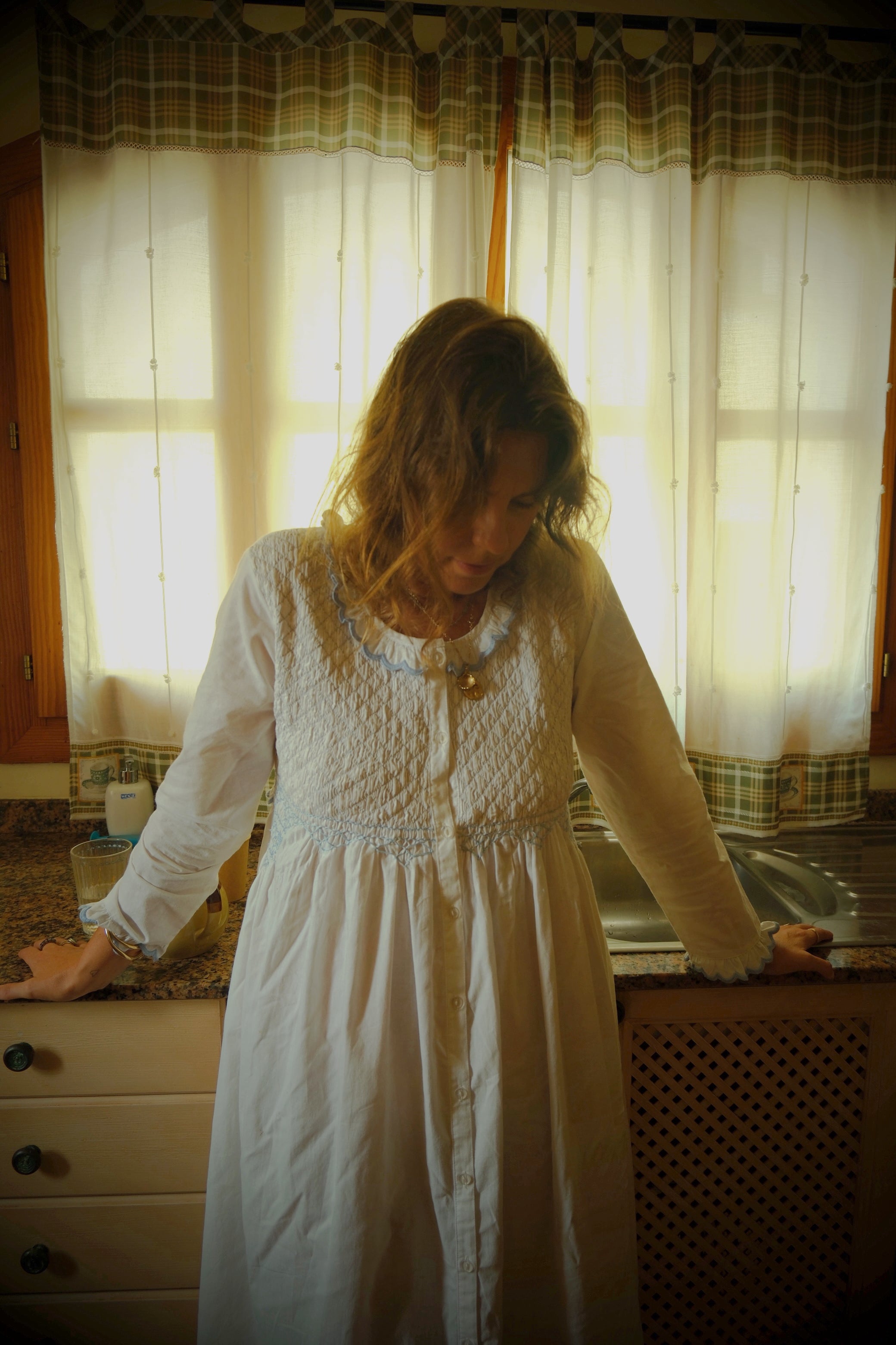 Juliette Dress White / Blue