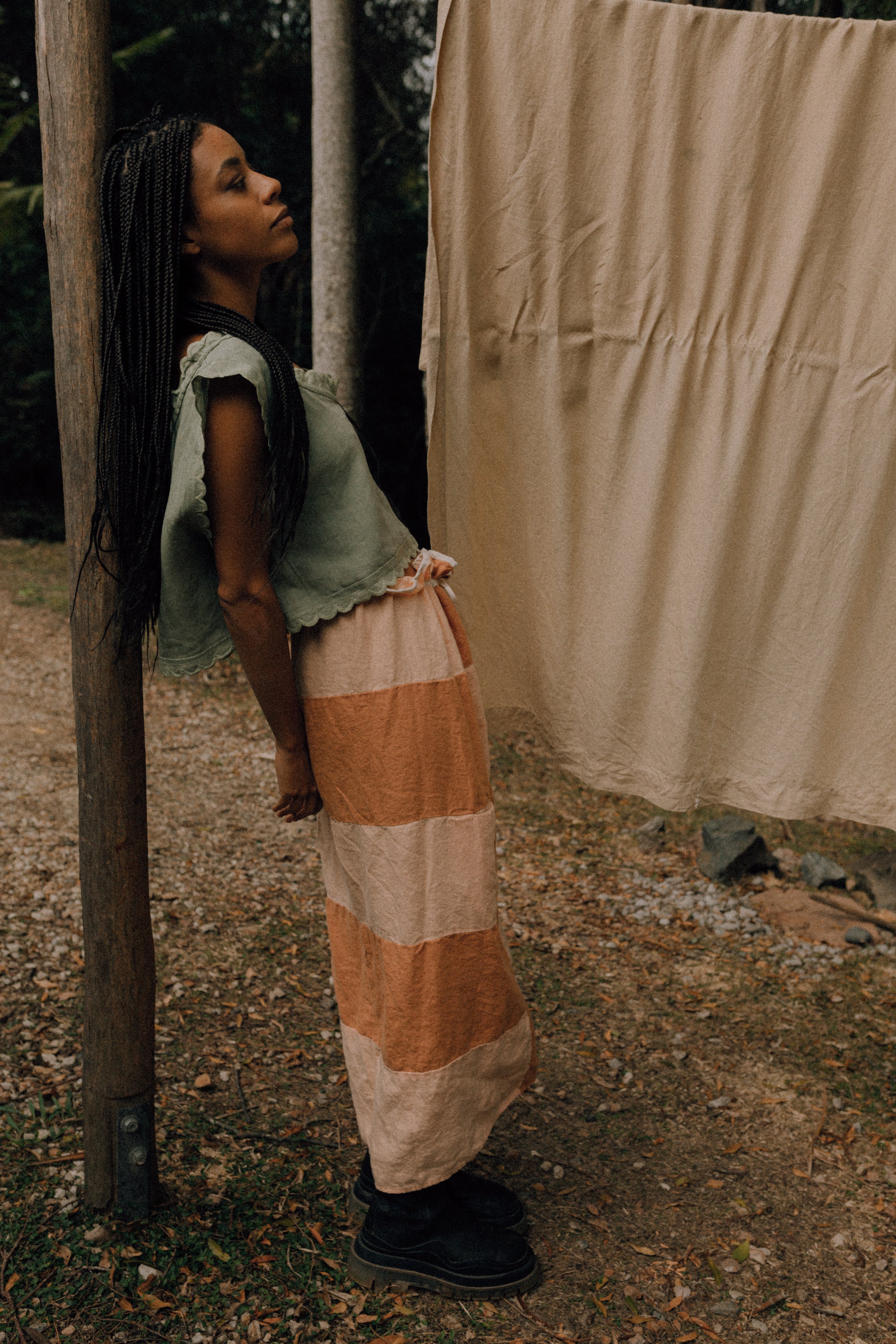 Réunion Wrapper Skirt Dress. Caramel + Sand.